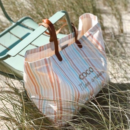 Bel Ami pastel striped bag Coco mon Amour gold glitter