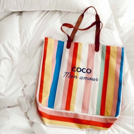 Bel Ami flashy striped bag Coco mon Amour navy blue glitter