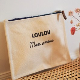 Loulou mon amour  black embroidered pouch