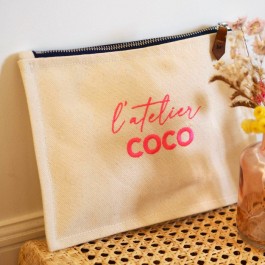 L'atelier Coco pink embroidered pouch