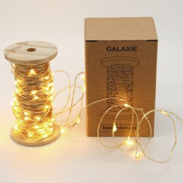 Guirlande led Galaxie Gold sur bobine en bois vintage