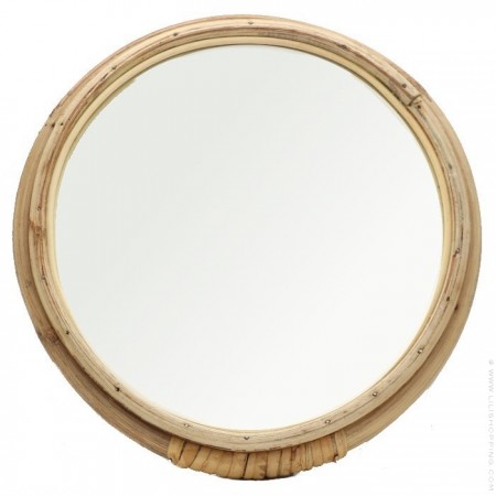 Miroir rond rotin
