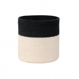 Natural and black woven cotton basket