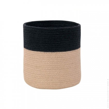 Linen and black woven cotton basket