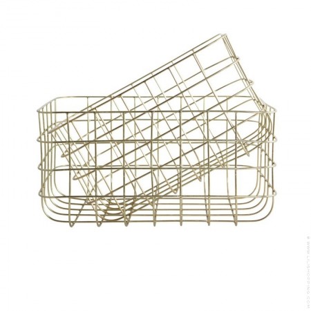 Set of 2 brass wire baskets