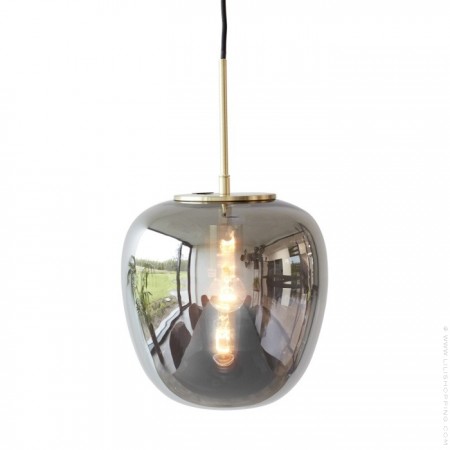 Brushed brass smoked glass 30 cm suspension