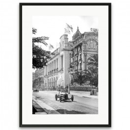Black and white vintage Grand Prix framed poster