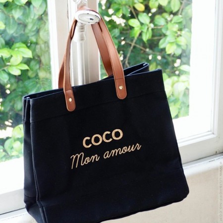 Black Mademoiselle bag L'atelier Coco gold glitter