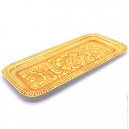 Mustard enamelled rectangular Berber tray