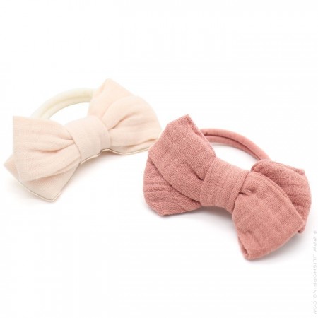 2 cotton gauze elastic bows