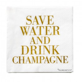 20 serviettes en papier Save Water and Drink Champagne
