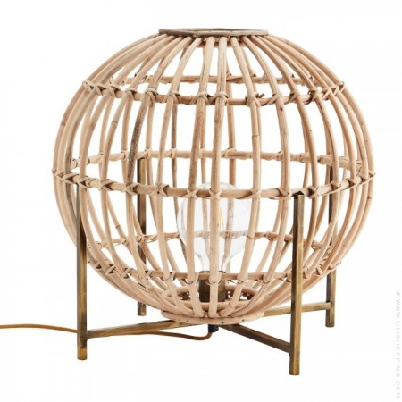 Raffia and glass table lamp