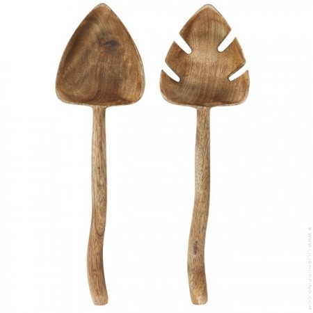 Salad servers in mango wood with diamond enamel