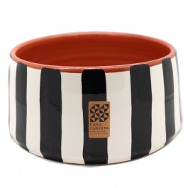 Vertical black stripe large serving bowl