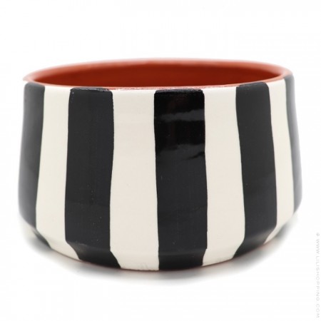 Vertical black stripe small serving bowl