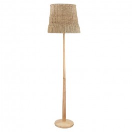 Lampadaire Kakasi en bois et rotin