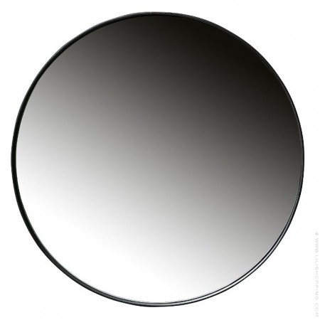 Miroir rond à bord métal noir 80 cm