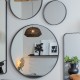 Miroir rond à bord métal noir 50 cm