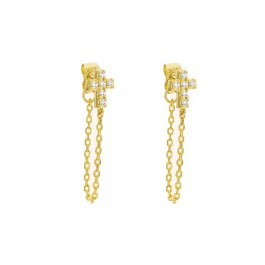 Ccross chain gold platted earrings