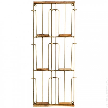 Shiny gold iron and bamboo card rack