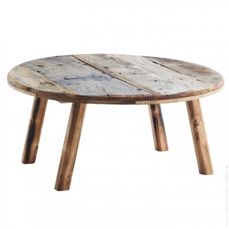 Table basse ronde en bois recyclé 90 cm