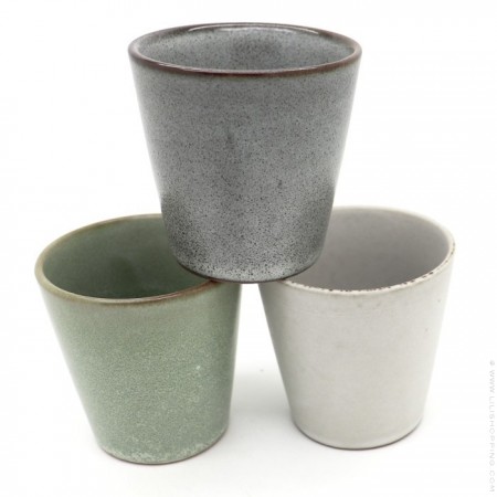 Set de 3 gobelets argile - lichen - gris