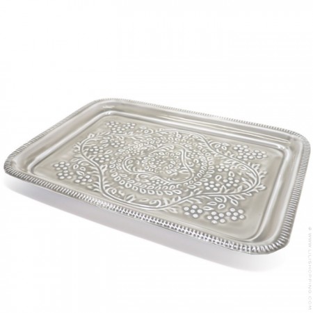 Grey enamelled rectangular Berber tray
