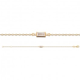 White rectangular zirconium gold platted bracelet