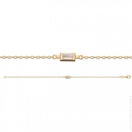 White rectangular zirconium gold platted bracelet