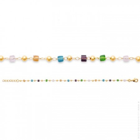 Bracelet cristaux de couleur plaqué or