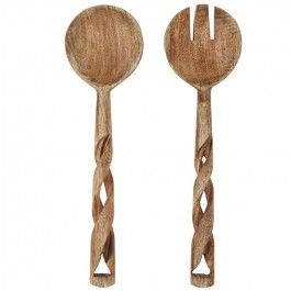 Twist salad servers in mango wood