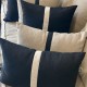 Coussin ligne H lin noir et bande ivoire 35 x 55 cm