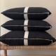 Coussin ligne H lin noir et bande ivoire 35 x 55 cm