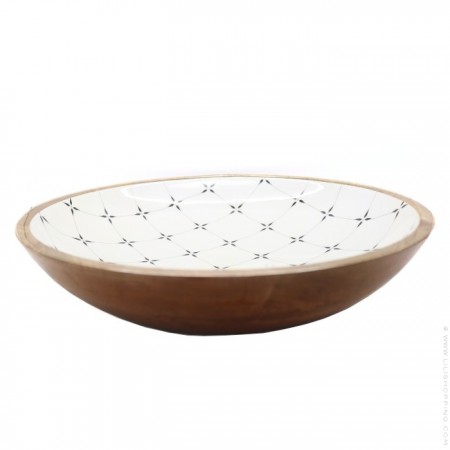 XL salad bowl in mango wood with diamond enamel