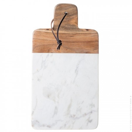 Emil white and wood marble cutting board
