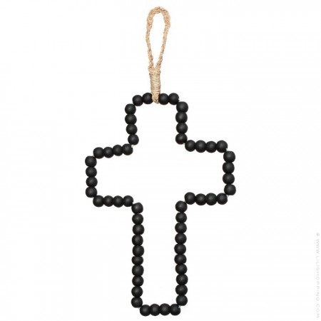 Black wooden beads cross