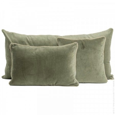 Housse de coussin rectangle NewDelhi kaki + intérieur