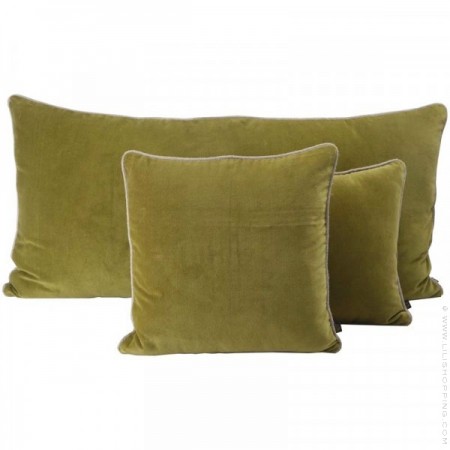 NewDelhi olive green rectangular cushion with inner