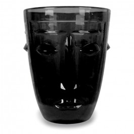 Black face drinking glass