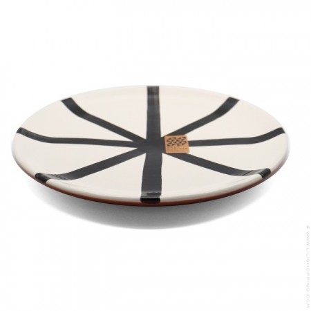 Grande assiette plate motif segments noirs