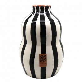 Vase Gourd motif rayures noires