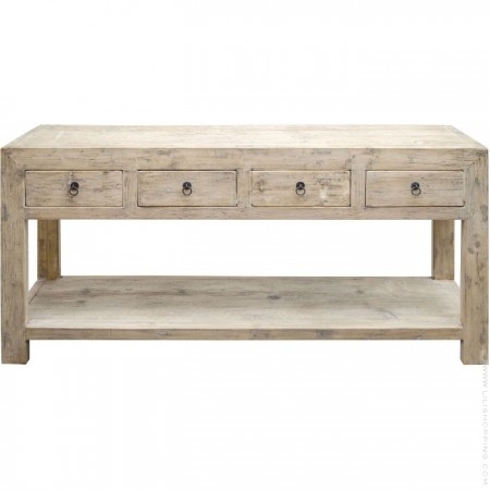 Reclaimed pine wood 4 drawers console table