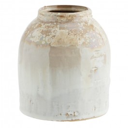 White and honey stonware flower pot