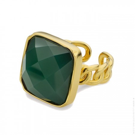 Green Stone gold Plated Ring